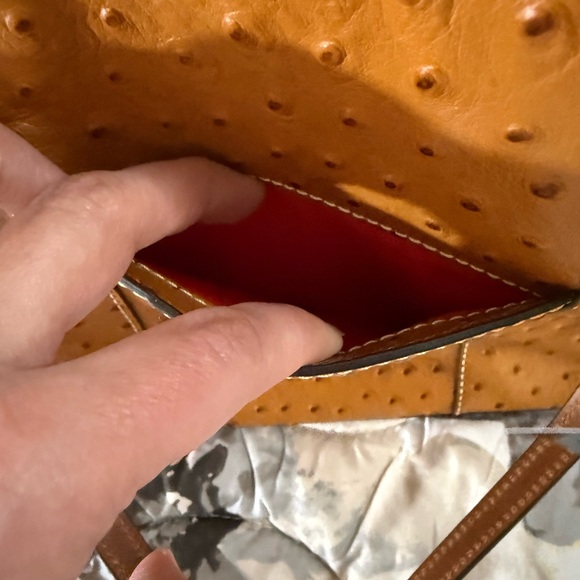 Dooney & Bourke Brown Ostrich-Embossed Tote - Picture 6 of 14